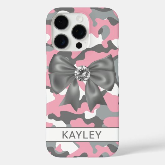 Glitterige Roze Grijs Camouflage Persoonlijk Case-Mate iPhone Case (Achterkant)