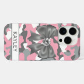 Glitterige Roze Grijs Camouflage Persoonlijk Case-Mate iPhone Case (Achterkant (horizontaal))