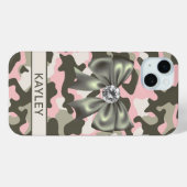 Glitterige Roze Groene Camouflage Gepersonaliseerd Case-Mate iPhone Case (Achterkant (horizontaal))