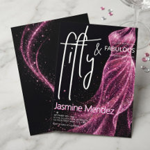 Glitterige Roze Zwarte Chic 50 & Fabulous Verjaard