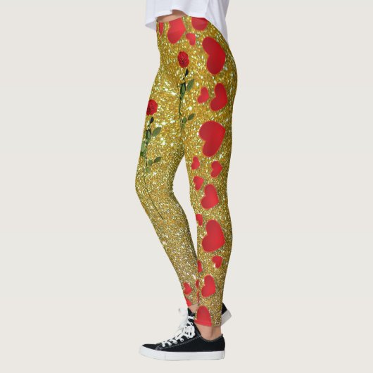 Glitterige rozen en harten leggings (Links)