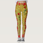 Glitterige rozen en harten leggings (Voorkant)