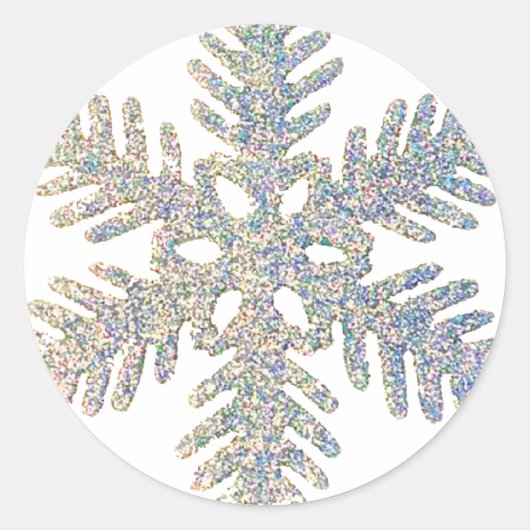 Glitterige sneeuwvlok ronde sticker (Voorkant)