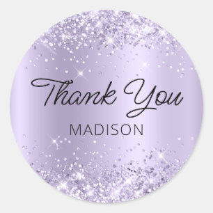 Glitterige Stof Lavendel Glans Ombre Dank Je Ronde Sticker