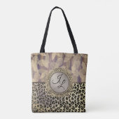 Glitterige veren met Leopard Print Monogram Tote Bag (Achterkant)
