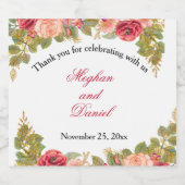 Glitterige Waterverf Rozen Sparkling Wijnetiket (Enkel label)