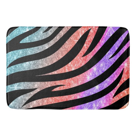 Glitterige zebra strepen patroon badmat (Voorkant)