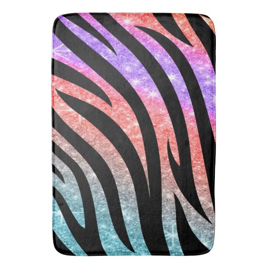 Glitterige zebra strepen patroon badmat (Voorkant Verticaal)