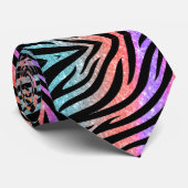Glitterige zebra wild dier patroon stropdas (Opgerold)