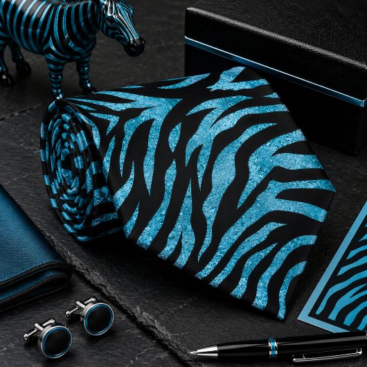 Glitterige zebra wild dier patroon stropdas