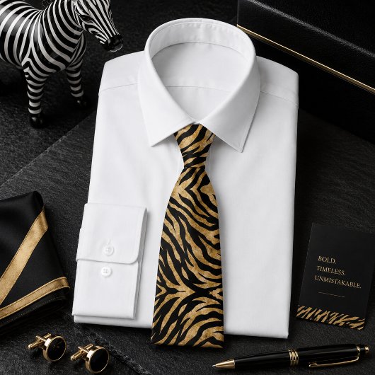 Glitterige zebra wild dier patroon stropdas