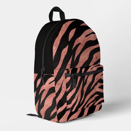 Glitterige zebraprint  bedrukte rugzak (Achterkant Hoek Links)