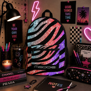 Glitterige zebraprint rugzak