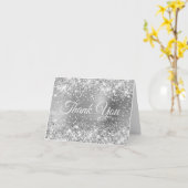 Glitterige Zilver Folie Dank Je Kaart (Gele Bloem)