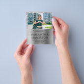 Glitterige Zilver Folie Foto Afstuderen Flyer (Hand)