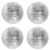 Glitterige Zilveren 6" Cirkels 40e Verjaardag Sticker (Voorkant)