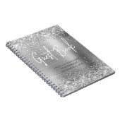 Glitterige Zilveren Bruiloftgastenboek met Glamour Notitieboek (Rechterzijde)