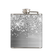 Glitterige Zilveren Glam Monogram Heupfles (Achterkant)