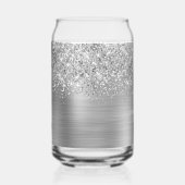 Glitterige Zilveren Glam Naam Blikvorm Glas (Achterkant)