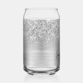 Glitterige Zilveren Glam Naam Blikvorm Glas (Rechts)
