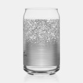 Glitterige Zilveren Glam Naam Blikvorm Glas (Links)