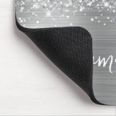 Glitterige Zilveren Glam Naam Muismat (Hoek)