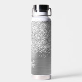 Glitterige Zilveren Glam Naam Waterfles (Achterkant)