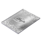 Glitterige Zilveren Metallic Fantasie Monogram Notitieboek (Linkerzijde)