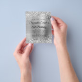 Glitterige Zilveren Monogram 21ste Uitnodiging Flyer (Hand)