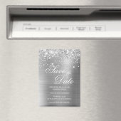 Glitterige Zilverfolie Save the Date Magneet (Insitu (Vaatwasser))
