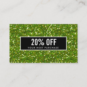 Glitterij en glitz groene sparkle Black Coupon Kaa Visitekaartje