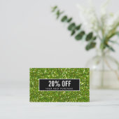 Glitterij en glitz groene sparkle Black Coupon Kaa Visitekaartje (Staand voorkant)