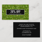 Glitterij en glitz groene sparkle Black Coupon Kaa Visitekaartje (Voorkant / Achterkant)