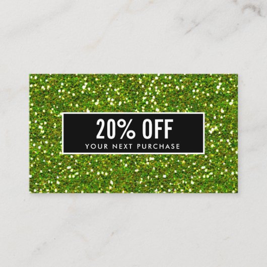 Glitterij en glitz groene sparkle Black Coupon Kaa Visitekaartje (Voorkant)