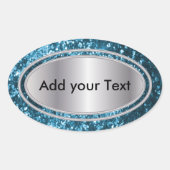 Glitterij Glam Blauwgroen Sparkles Ovale Sticker (Voorkant)