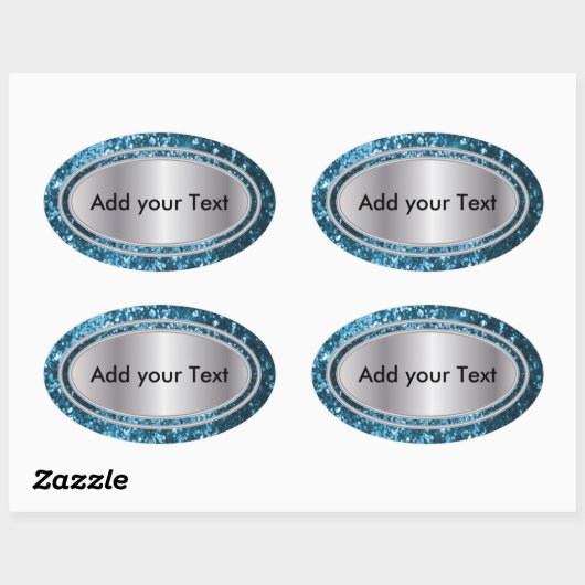 Glitterij Glam Blauwgroen Sparkles Ovale Sticker (Vel)