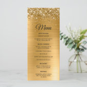 Glitterij Gouden Folie Bruiloft Receptie Menu (Staand voorkant)