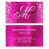 Glitterij Heet Roze Folie Fancy Monogram Visitekaartje