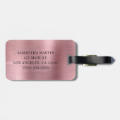 Glitterij Lichtroze Folie Fancy Monogram Bagagelabel (Achterkant horizontaal)