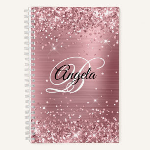 Glitterij Lichtroze Folie Fancy Monogram Notitieboek