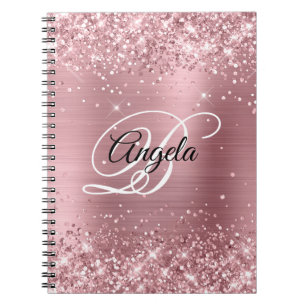 Glitterij Lichtroze Folie Fancy Monogram Notitieboek