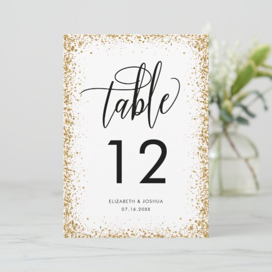 Glitterij Ontvangingstabel Aantal faux Gold Glitte Kaart (Staand voorkant)