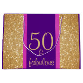 Glitterij Paarse & Roze 50 & Fabulous 50ste Verjaa Groot Cadeauzakje (Voorkant)