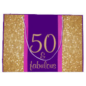 Glitterij Paarse & Roze 50 & Fabulous 50ste Verjaa Groot Cadeauzakje (Achterkant)