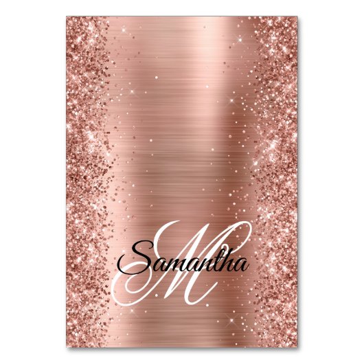 Glitterij Roos Goud Fancy Monogram Plaats Kaarten (Voorkant)