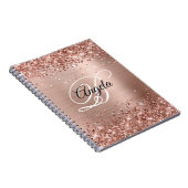 Glitterij Roos Goud Metallic Fancy Monogram Notitieboek (Rechterzijde)