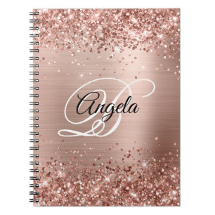 Glitterij Roos Goud Metallic Fancy Monogram Notitieboek