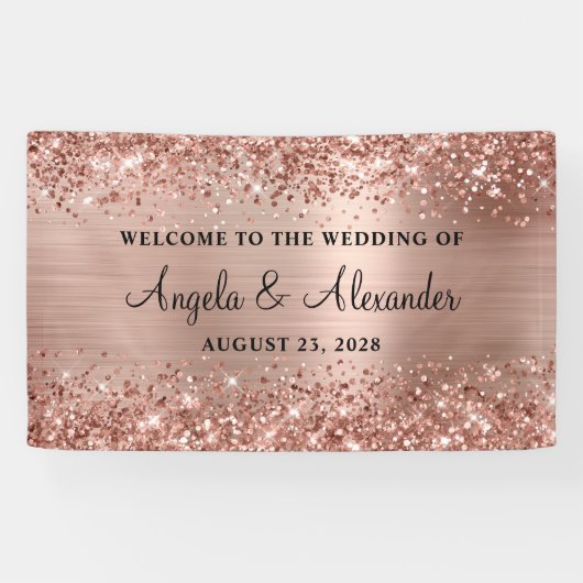 Glitterij Roos Goudfolie Bruiloft Welkom Spandoek (Horizontaal)