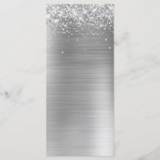 Glitterij Zilveren Folie Bruiloft Receptie Menu (Achterkant)