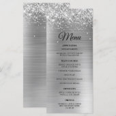 Glitterij Zilveren Folie Bruiloft Receptie Menu (Voorkant / Achterkant)
